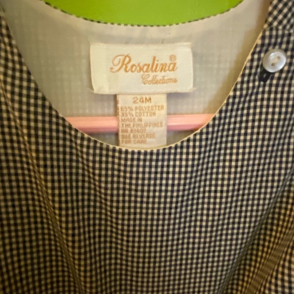 Navy and white gingham Rosalina romper - Picture 2 of 5